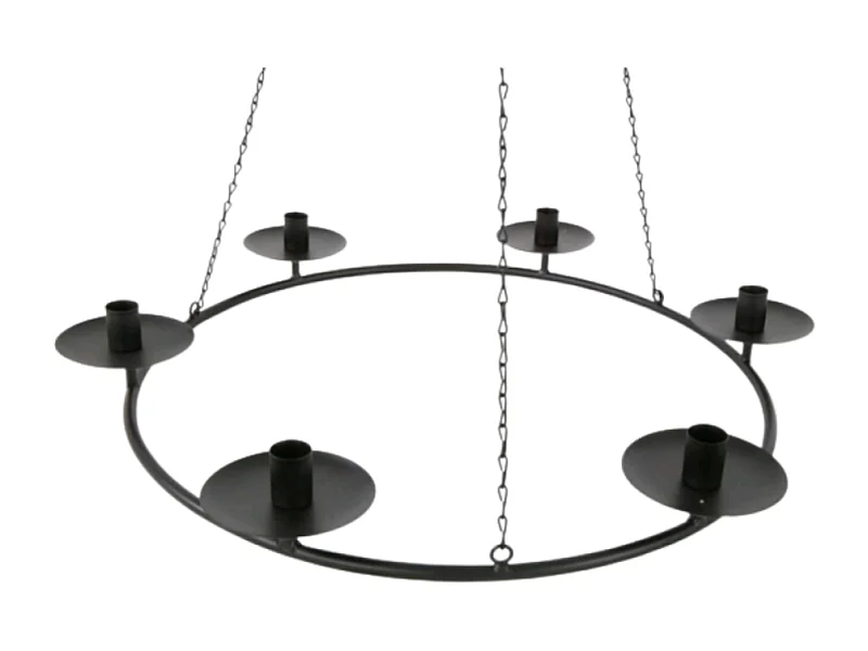 Chandelier 6 supports en métal noir Ø.50 x 82 cm