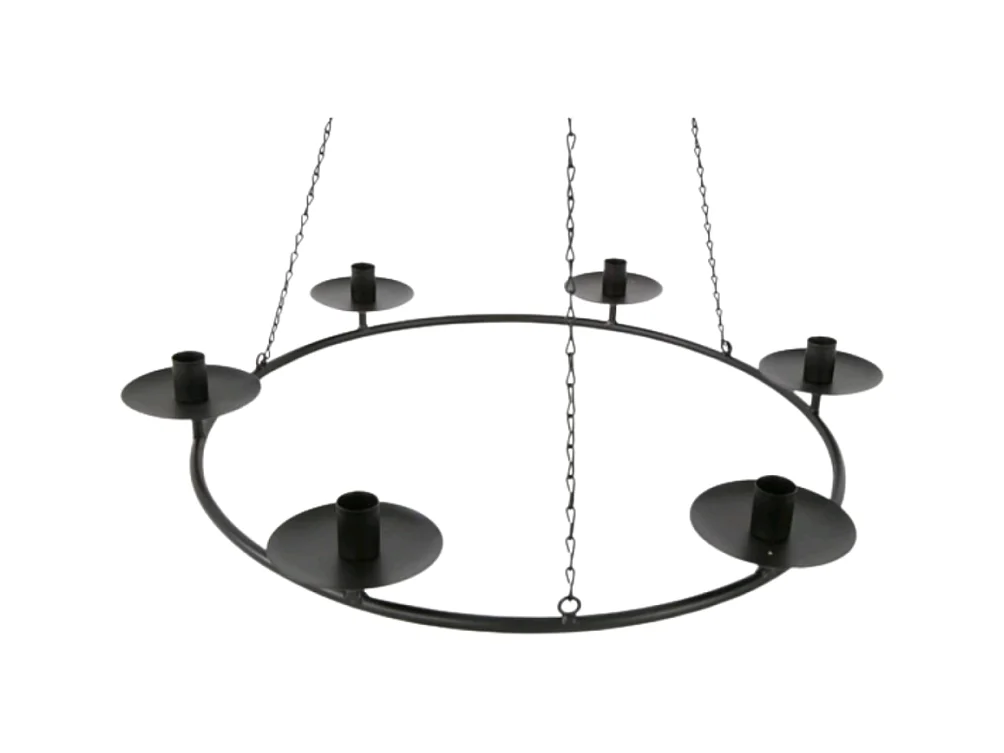 Chandelier 6 supports en métal noir Ø.50 x 82 cm