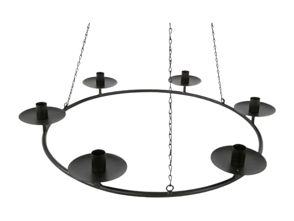 Chandelier 6 supports en métal noir Ø.50 x 82 cm