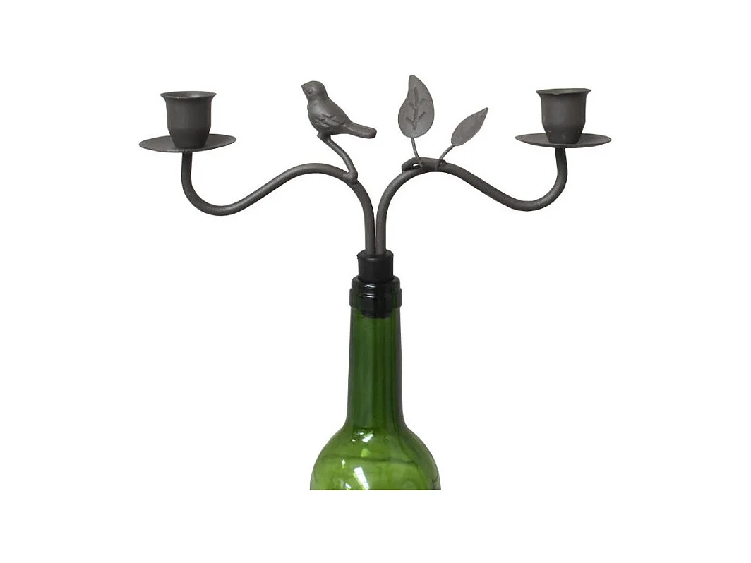 Bougeoir bouteille en métal marron 26 x 16.5 cm