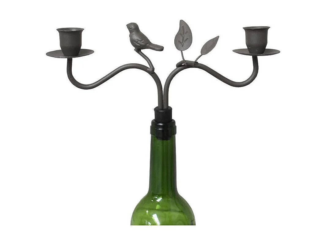 Bougeoir bouteille en métal marron 26 x 16.5 cm