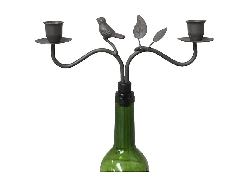 Bougeoir bouteille en métal marron 26 x 16.5 cm