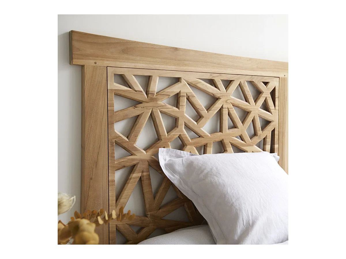 Kopfteil für Bett Bettkopfteil Doppelbett eckig 210 200 Teak Massiv Massivholz