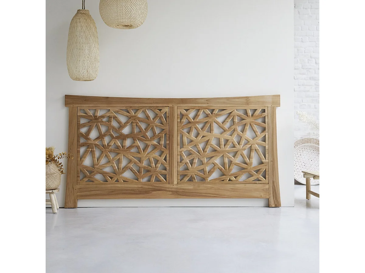 testata testa letto 2 piazze 210cm legno massello teak tek teck matrimoniale