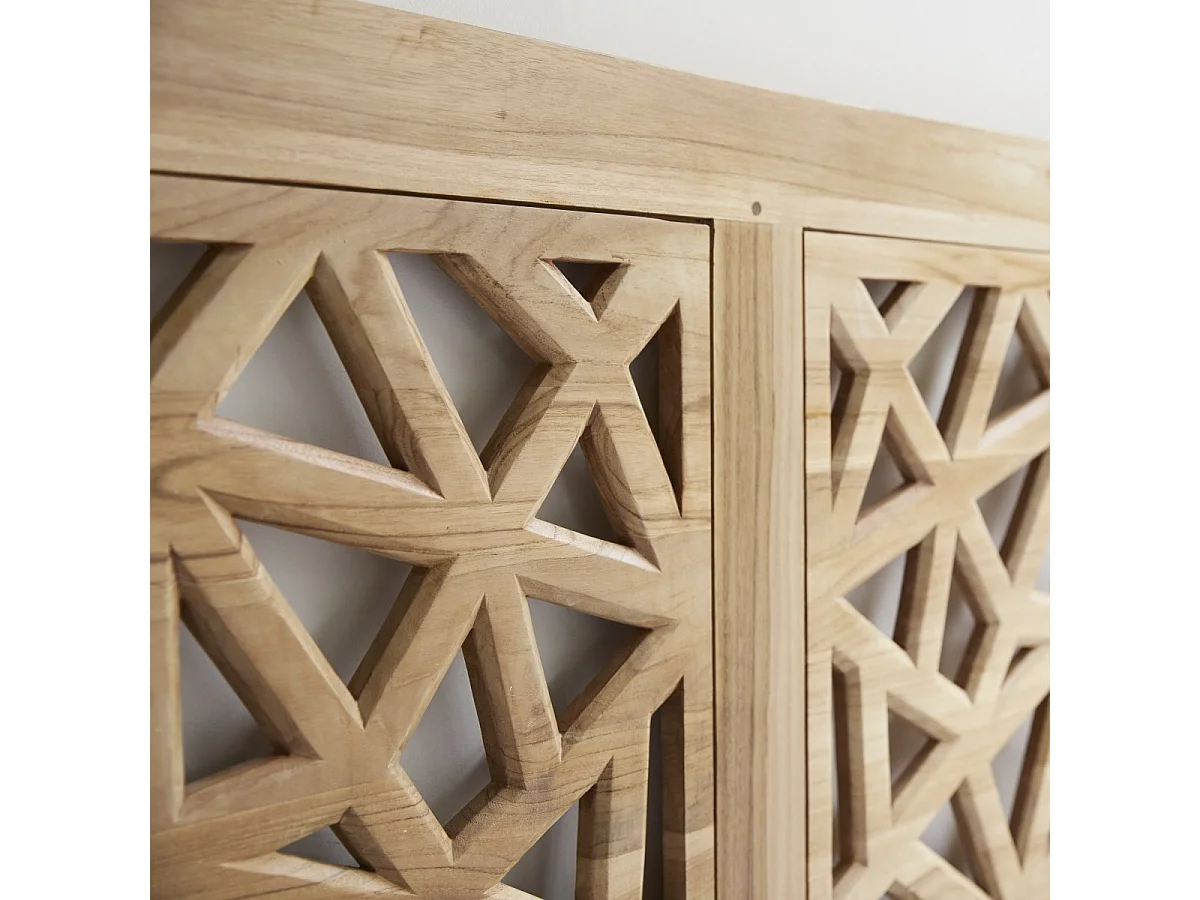 Kopfteil für Bett Bettkopfteil Doppelbett eckig 210 200 Teak Massiv Massivholz