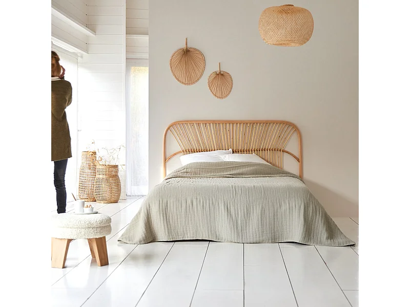 Kopfteil für Bett aus Rattan 160 cm Schlafzimmer Doppelbett Kopf