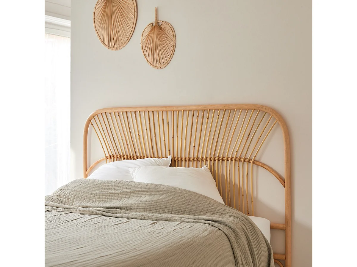 Kopfteil für Bett aus Rattan 160 cm Schlafzimmer Doppelbett Kopf