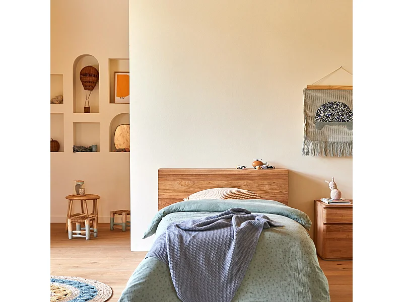 Tête de lit enfant avec rangements en bois de teck 120 Bertie