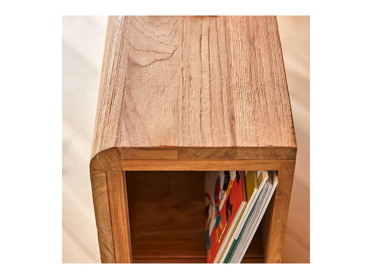 Kinderbettkopfteil Bertie aus massivem Teakholz mit Fächern 120