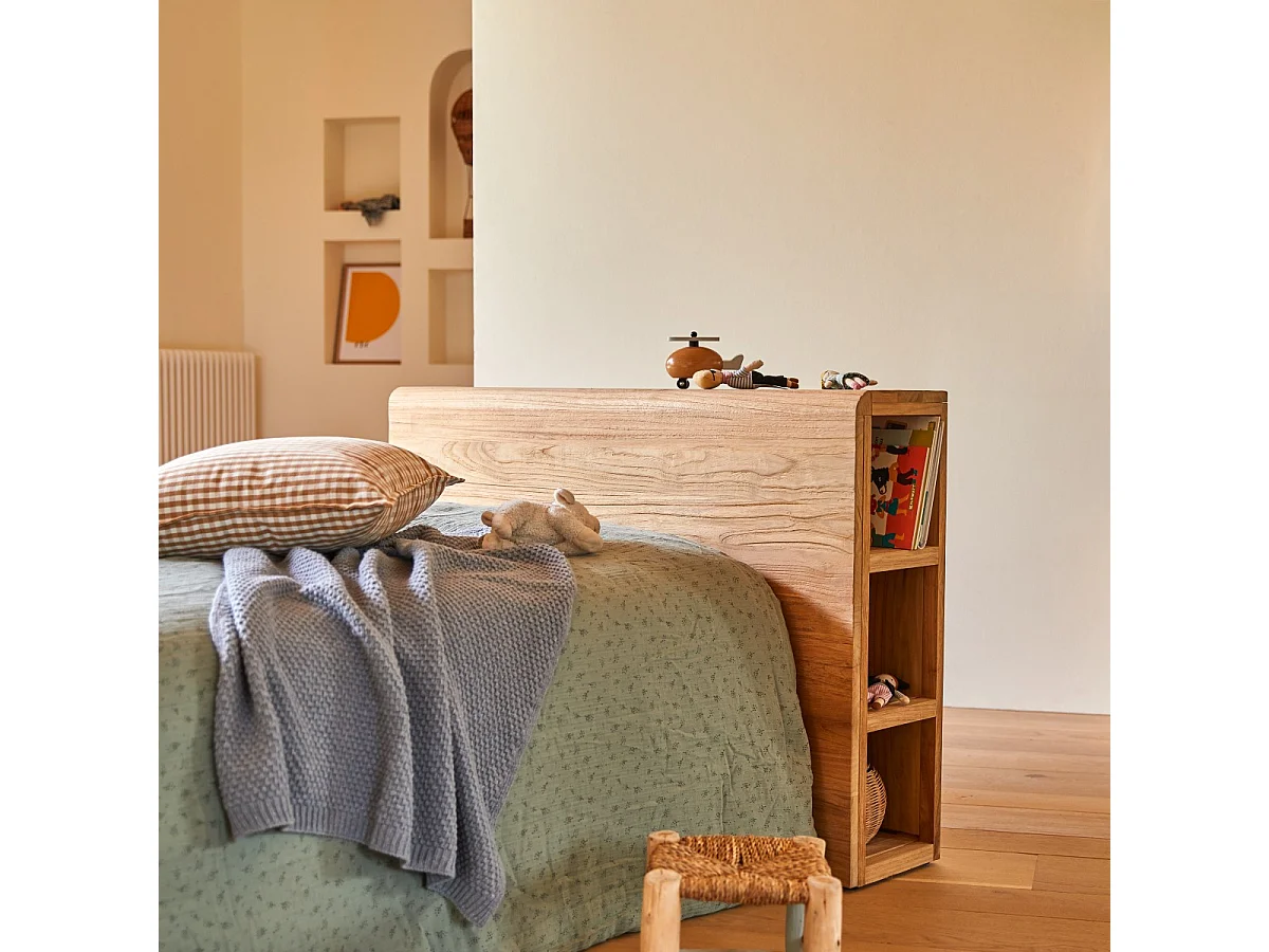 Tête de lit enfant avec rangements en bois de teck 120 Bertie