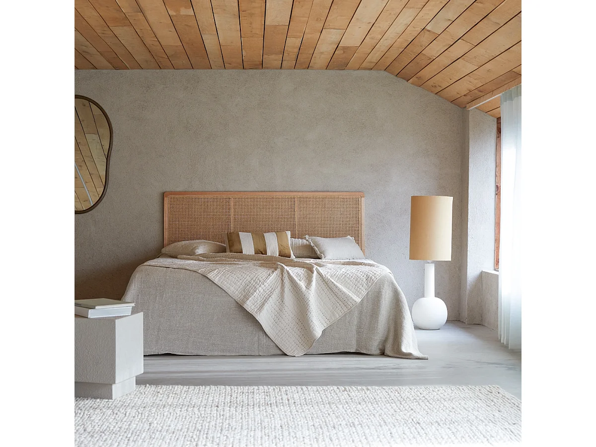 Kopfteil aus Rattan für Bett mit 160 cm Schlafzimmer Doppelbett Massivholz