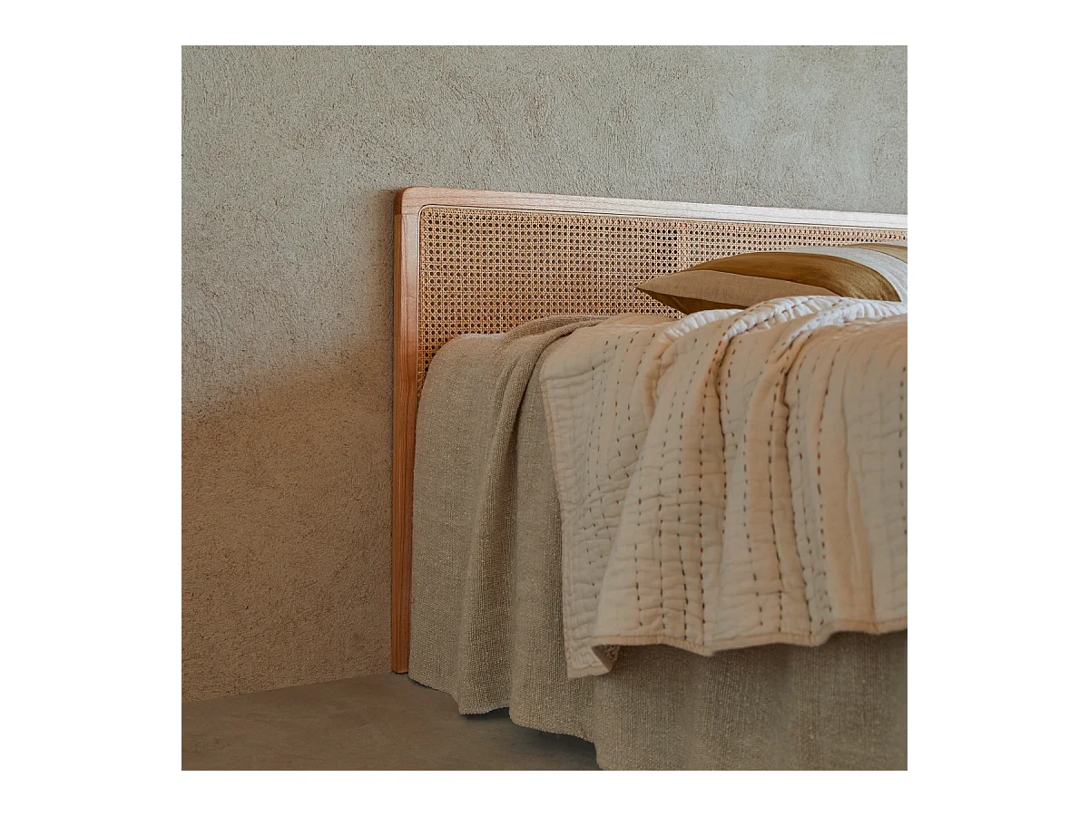 Kopfteil aus Rattan für Bett mit 160 cm Schlafzimmer Doppelbett Massivholz