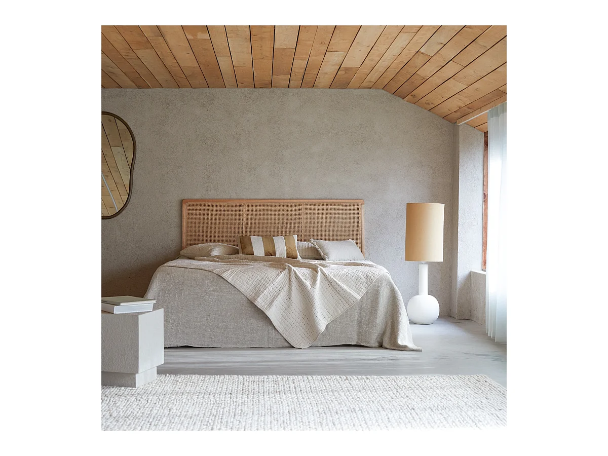 Kopfteil aus Rattan für Bett mit 160 cm Schlafzimmer Doppelbett Massivholz