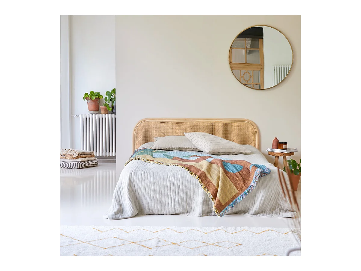 Kopfteil aus Rattan für Bett mit 160 cm Breite Schlafzimmer Doppelbett Kopf