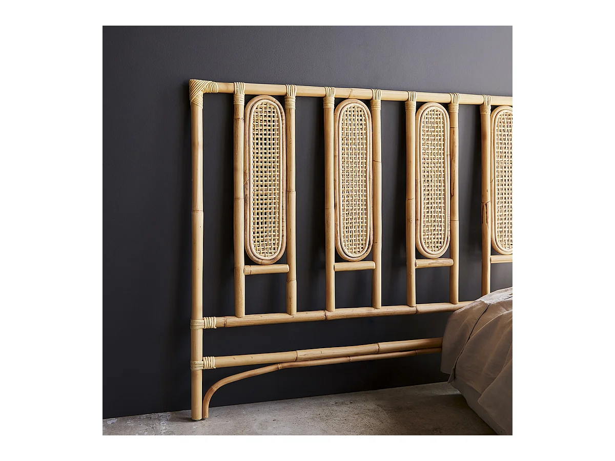 Tête de lit Paulette en rotin cannée 160 cm