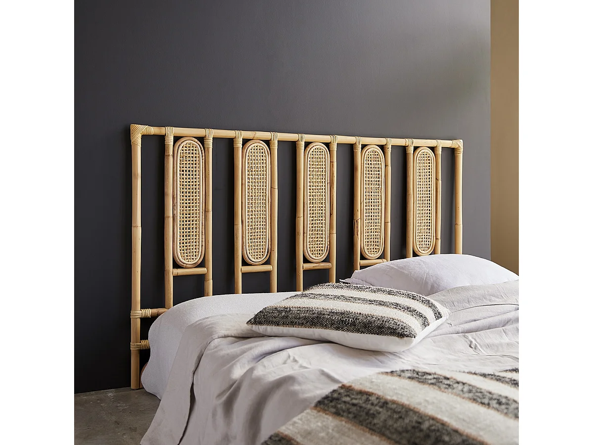 Tête de lit Paulette en rotin cannée 160 cm