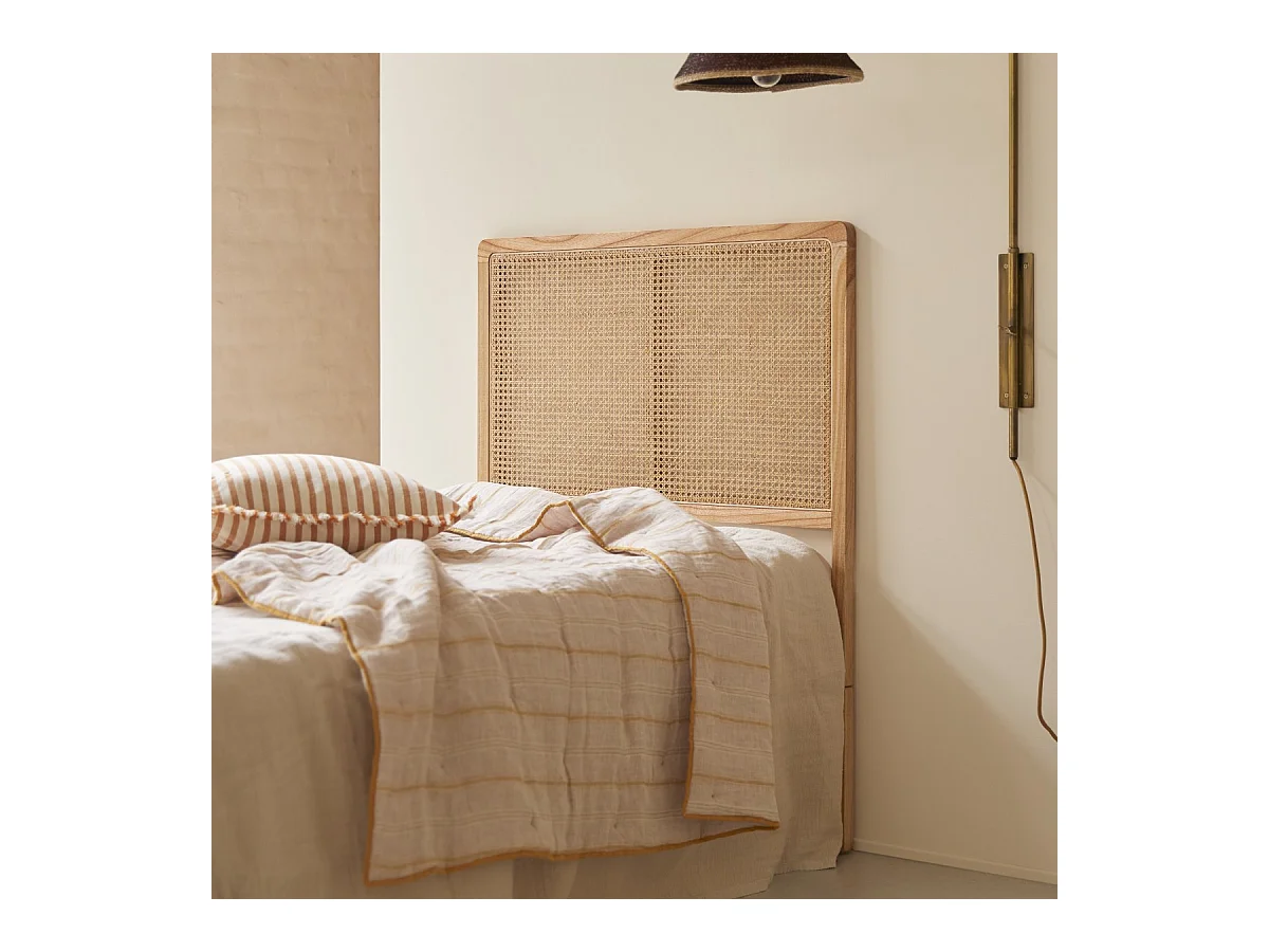 Tête de lit enfant en tiges de rotin cannée 90 cm Adèle