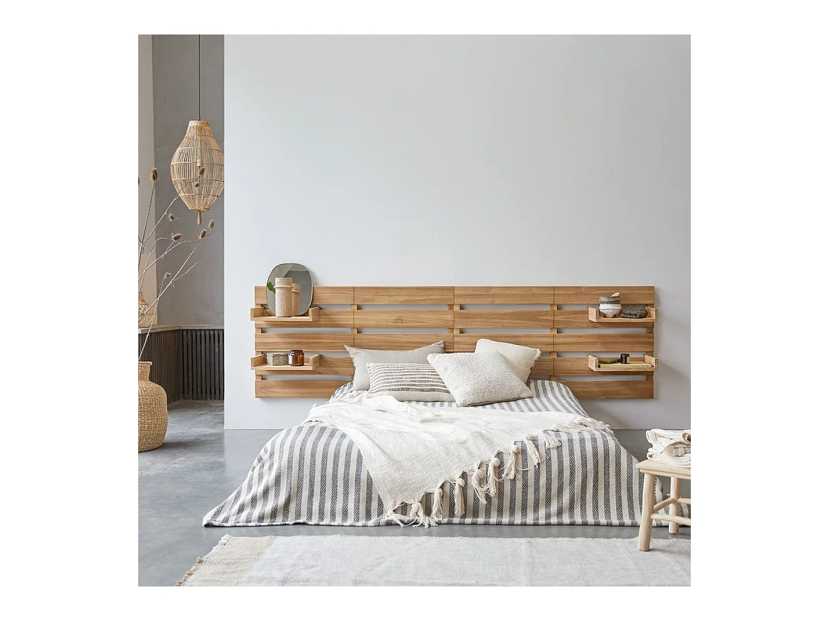 Kopfteil aus massivem Teakholz mit Ablagen 270 Urbain