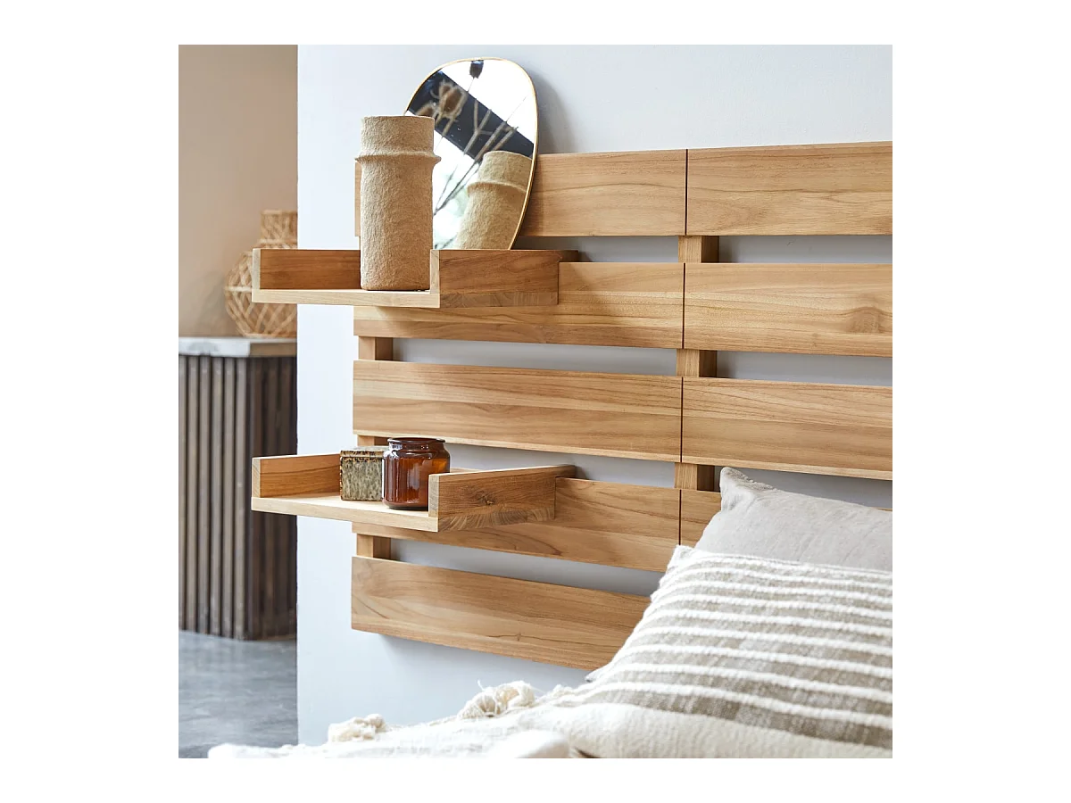 Kopfteil aus massivem Teakholz mit Ablagen 270 Urbain