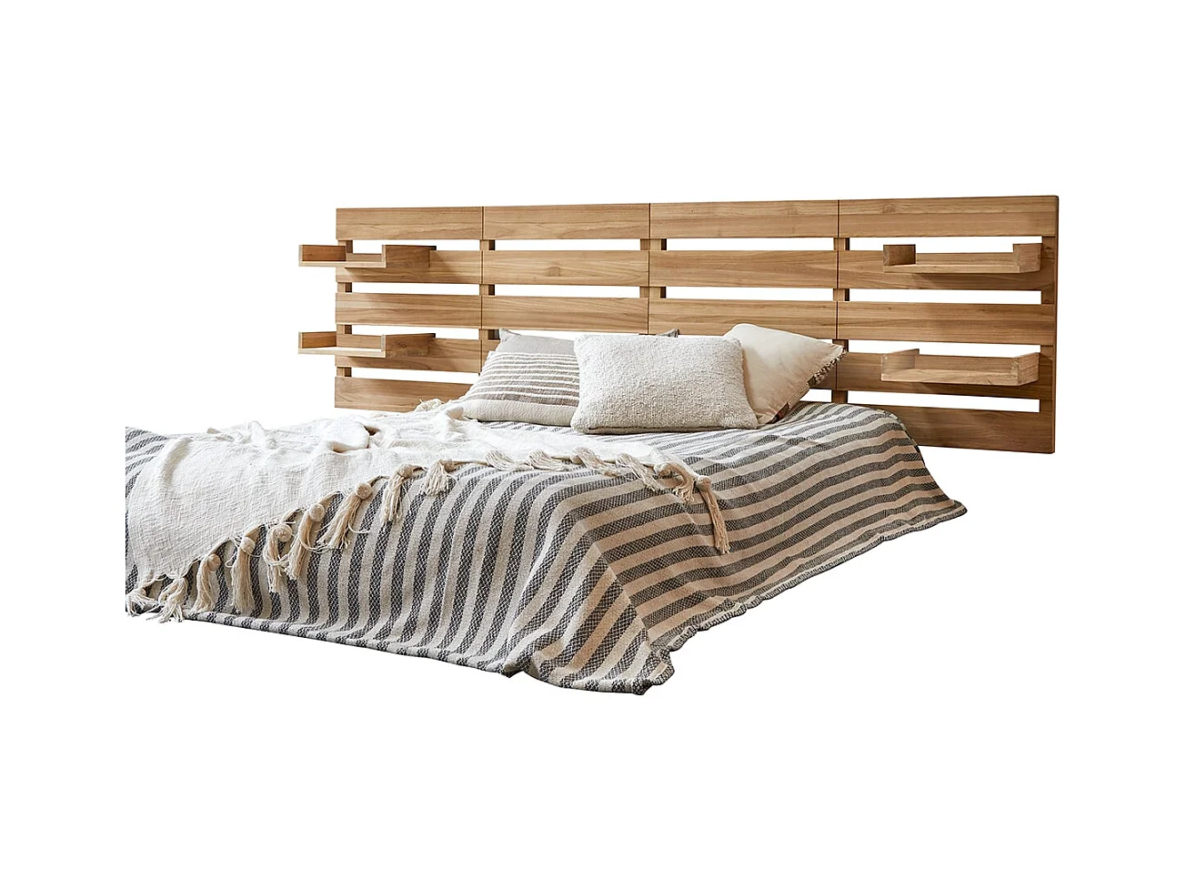 Kopfteil aus massivem Teakholz mit Ablagen 270 Urbain