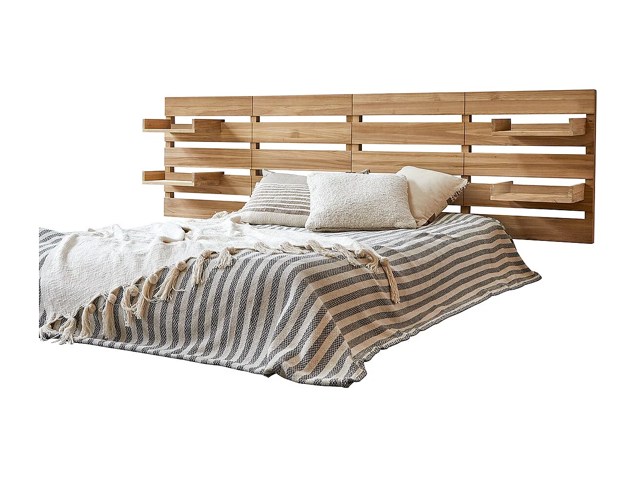 Kopfteil aus massivem Teakholz mit Ablagen 270 Urbain