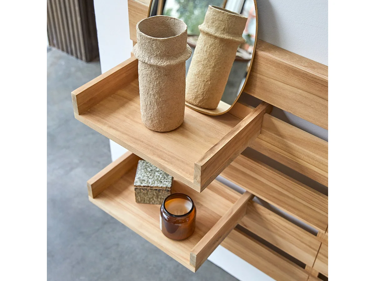 Urbain - Solid teak headboard with shelves 270 cm