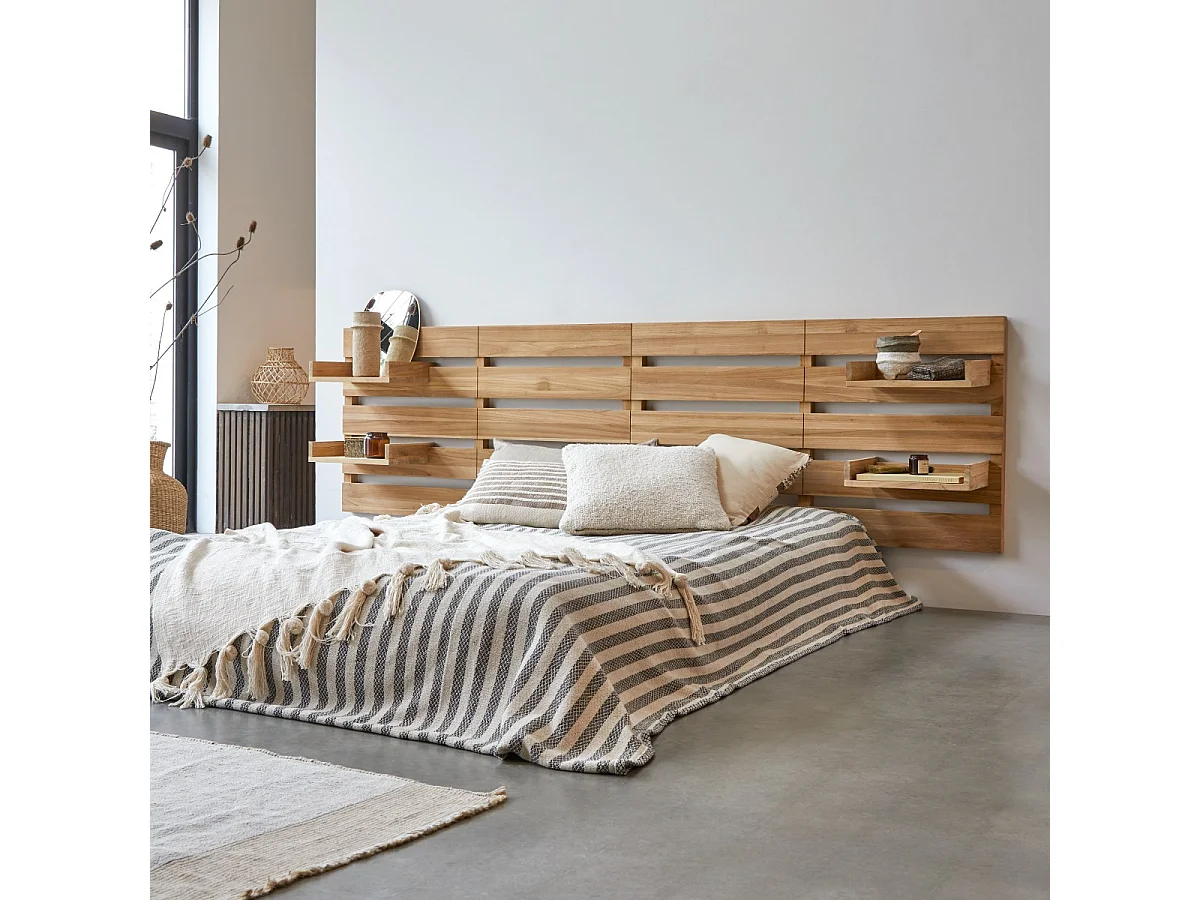 Urbain - Solid teak headboard with shelves 270 cm