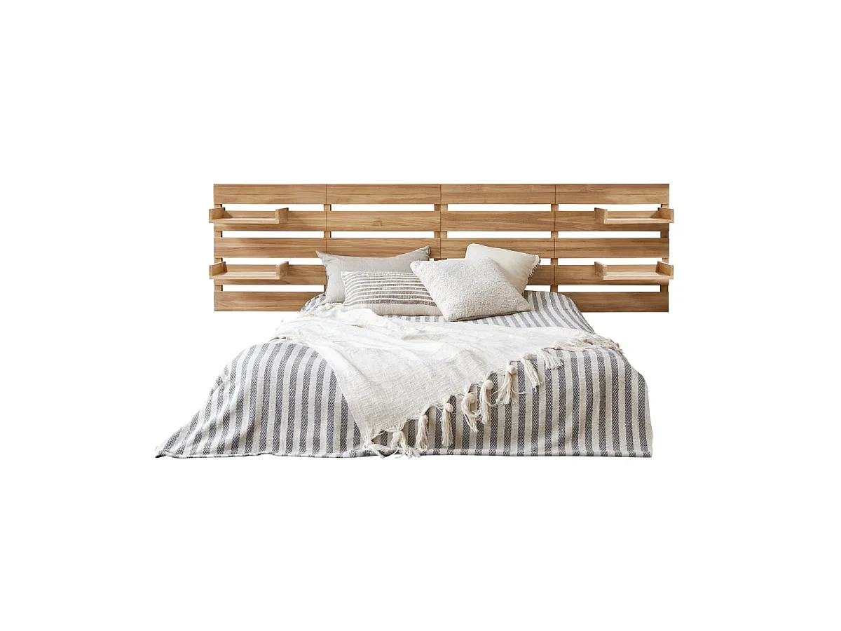 Urbain - Solid teak headboard with shelves 270 cm