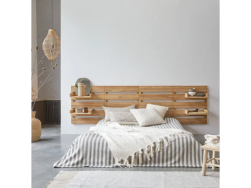 Testiera con ripiani in legno di teak 270 Urbain