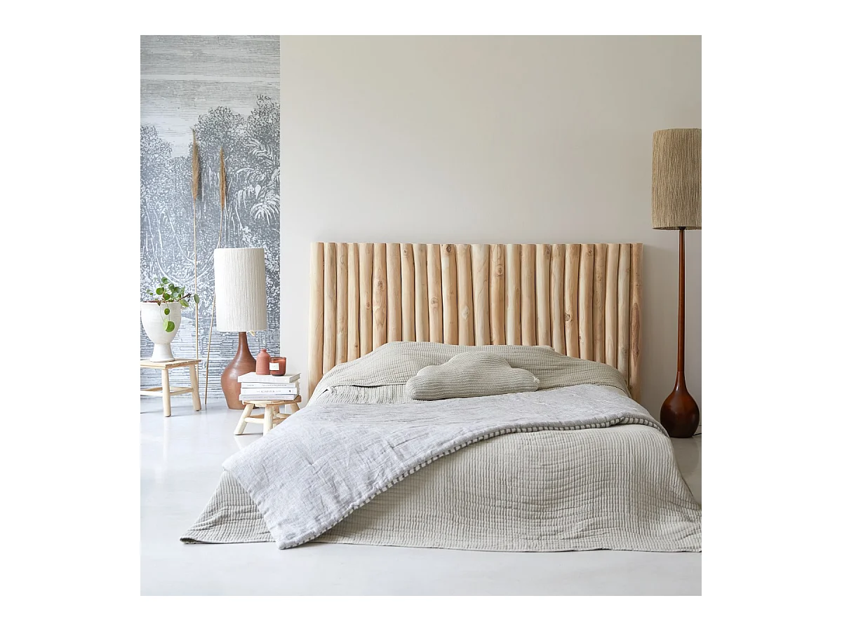 Kopfteil Bett Treibholz Teakholz helles Holz Schlafzimmer 180 River Neu Tikamoon