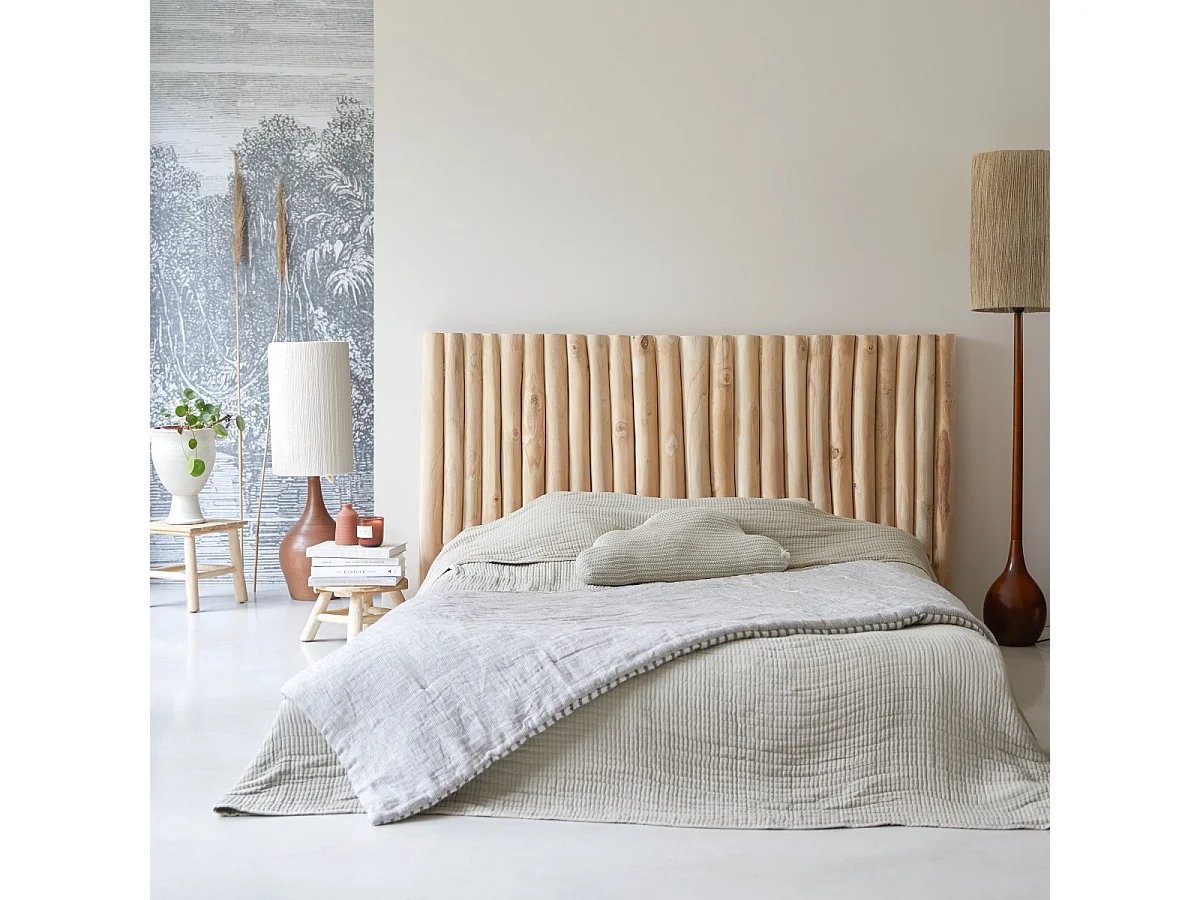 Kopfteil Bett Treibholz Teakholz helles Holz Schlafzimmer 180 River Neu Tikamoon