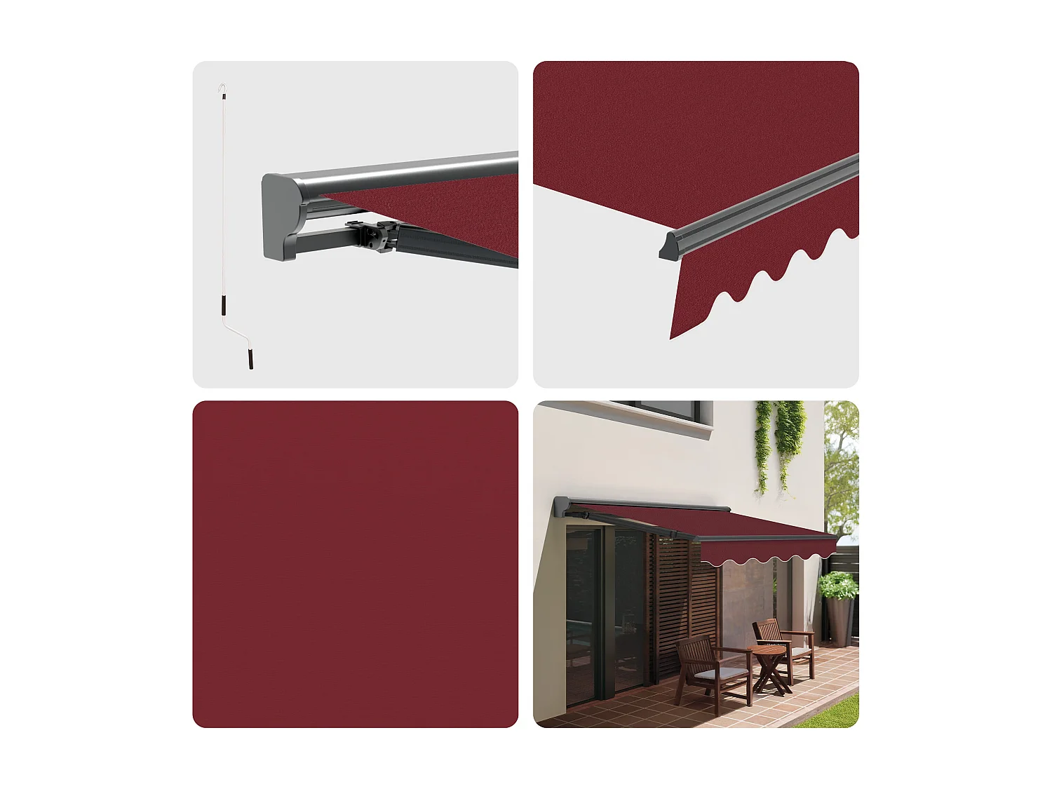 Wasabi - Tenda Motorizzata 4x2,5 Granata – Telecomando – Semicassonetto – Tessuto Protezione Solare