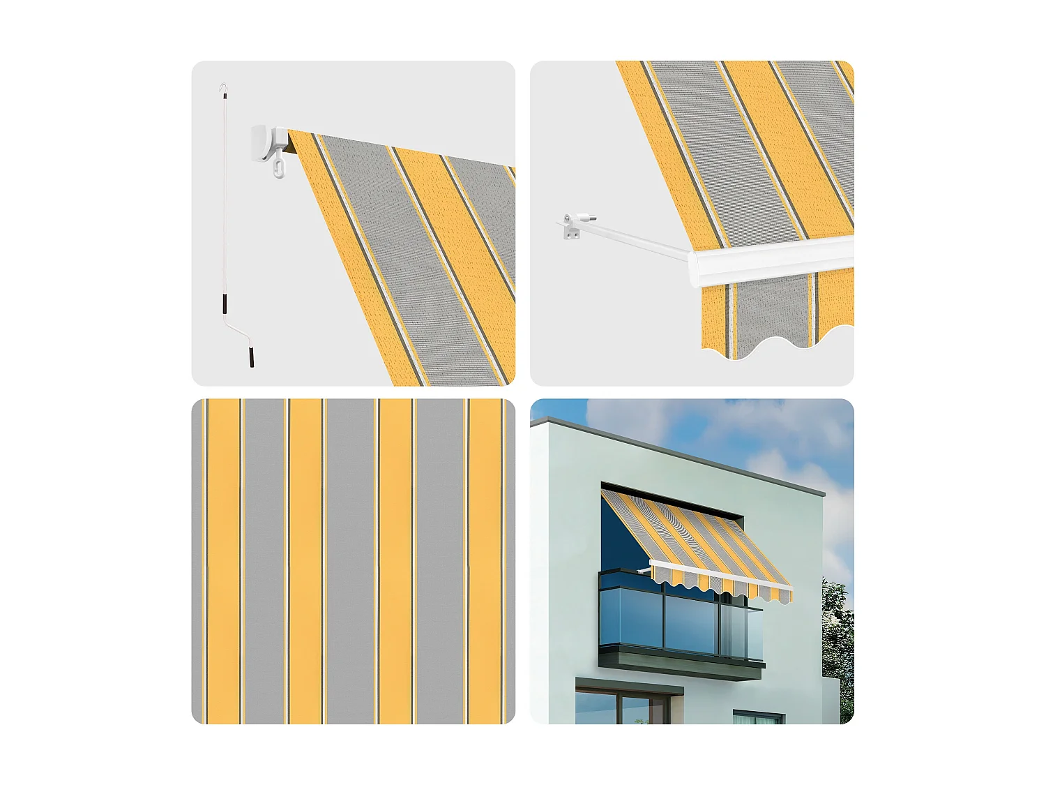 Wasabi - Tenda Balcone Esterno Pieghevole 3x2,5 Grigio