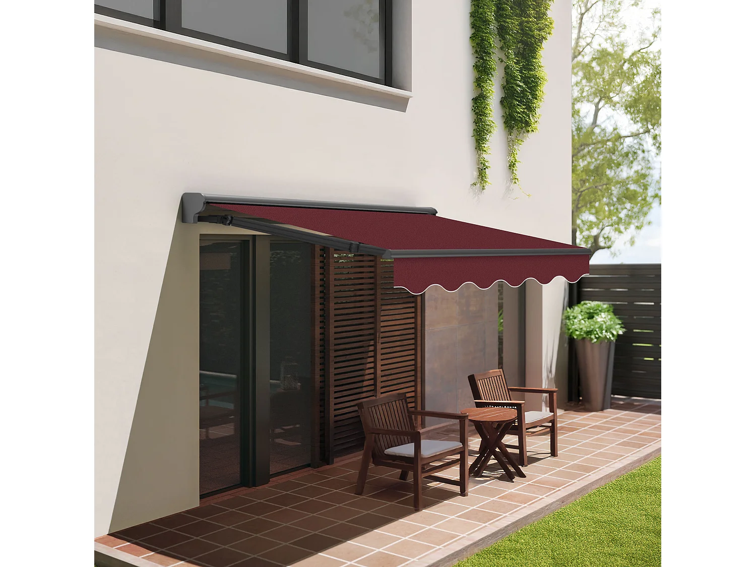 Wasabi - Tenda Motorizzata 3x2,5 Granata – Telecomando – Semicassonetto – Tessuto Protezione Solare