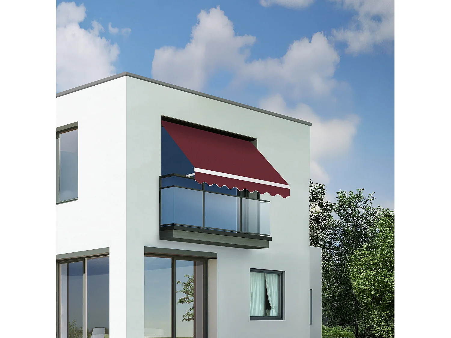 Wasabi - Tenda Balcone Esterno Pieghevole 2,5x2 Granata