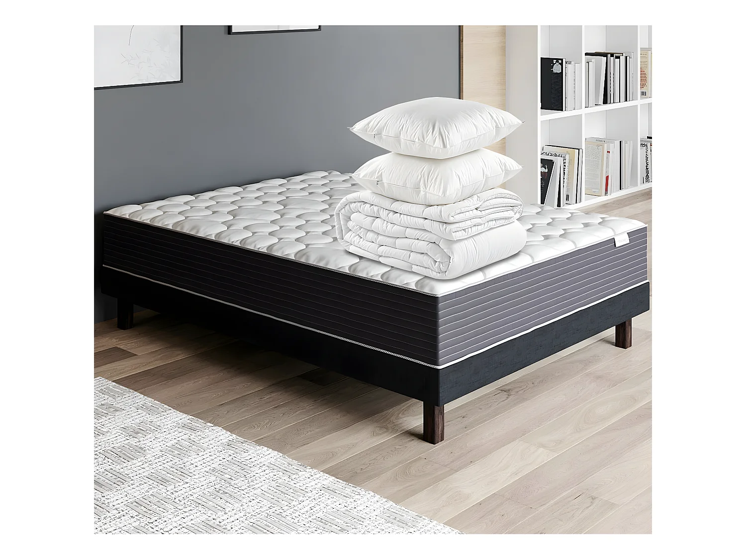 Matelas mémoire de forme 140x190 Memo HR Hbedding + couette chaude 240x220cm + 2 oreillers 60x60cm