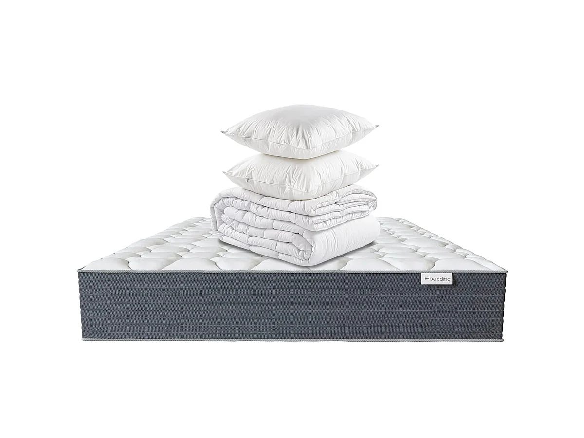Matelas mémoire de forme 140x190 Memo HR Hbedding + couette chaude 240x220cm + 2 oreillers 60x60cm