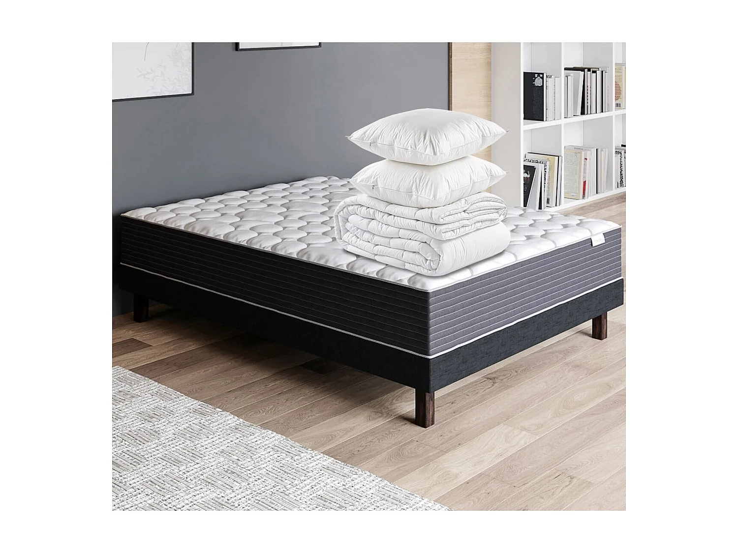Matelas mémoire de forme 140x190 Memo HR Hbedding + couette chaude 240x220cm + 2 oreillers 60x60cm