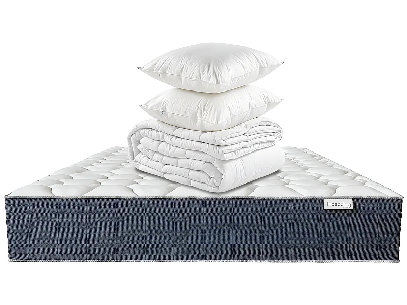 Matelas mémoire de forme 140x190 Memo HR Hbedding + couette chaude 240x220cm + 2 oreillers 60x60cm