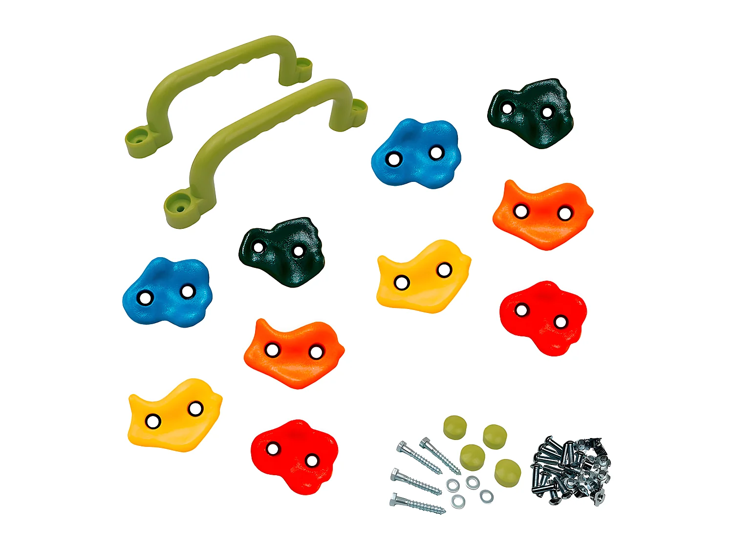 10 Pierres à grimper d'escalade + 2 poignées pour structures de jeux Matériel - Fixations inclues