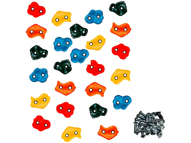 25 Pierres à grimper d'escalade pour structures de jeux - Fixations inclues