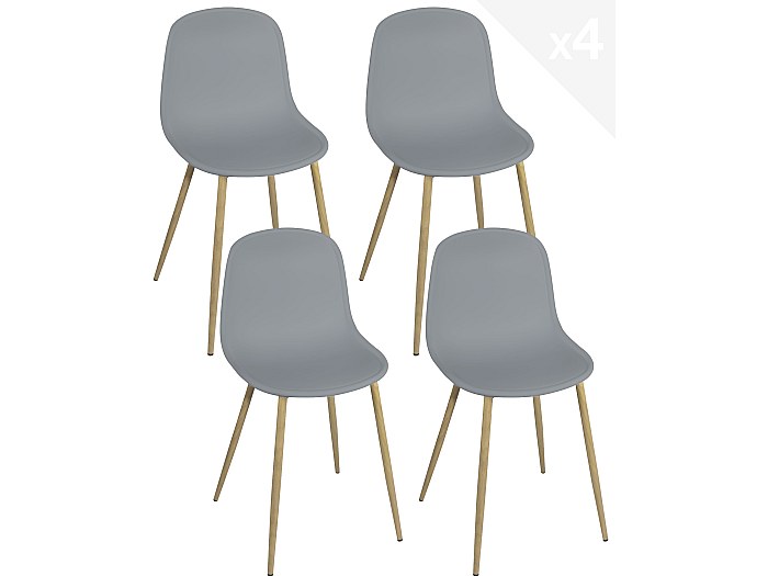 Lot de 4 chaises de cuisine design YENI (gris)
