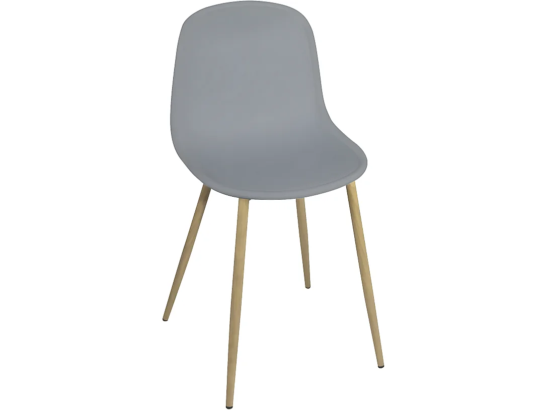 Lot 4 chaises de cuisine design siège plastique pieds métal ton bois YENI (gris)