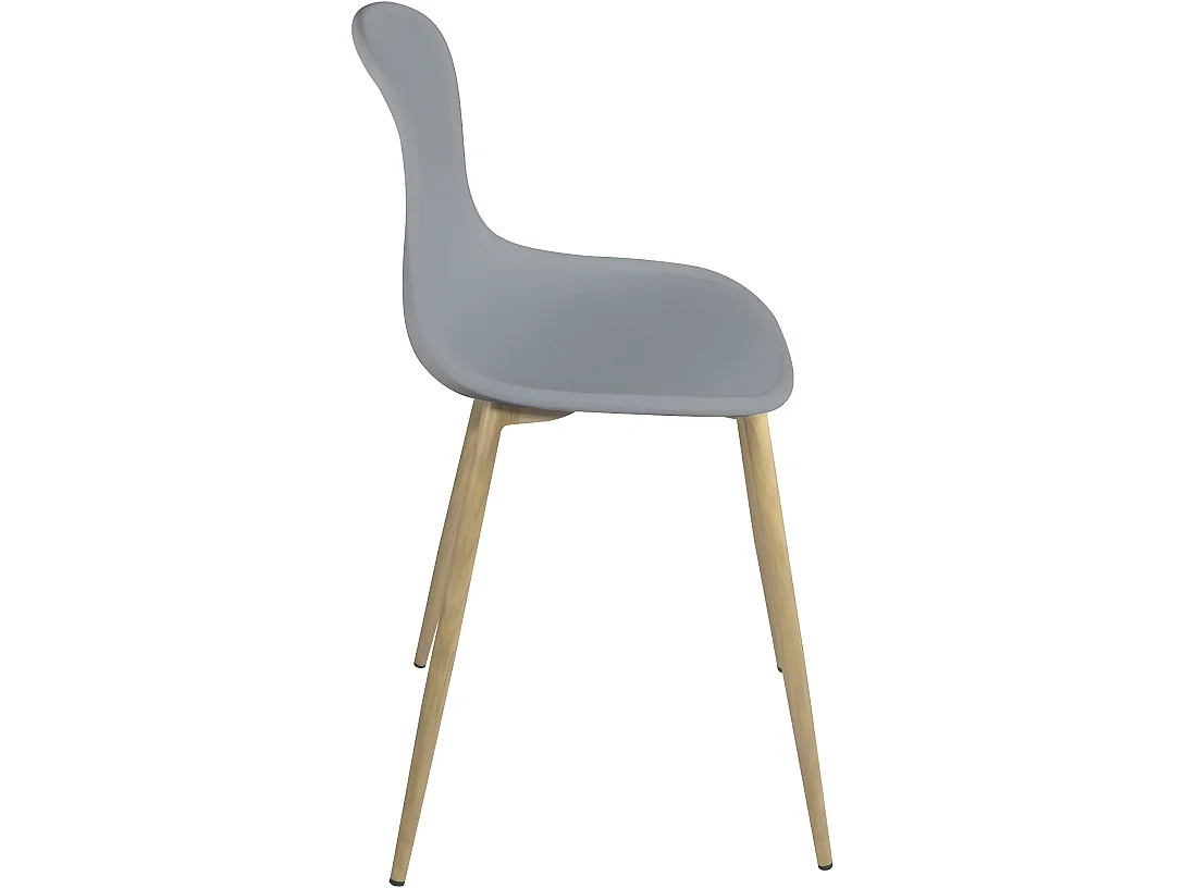Lot 4 chaises de cuisine design siège plastique pieds métal ton bois YENI (gris)