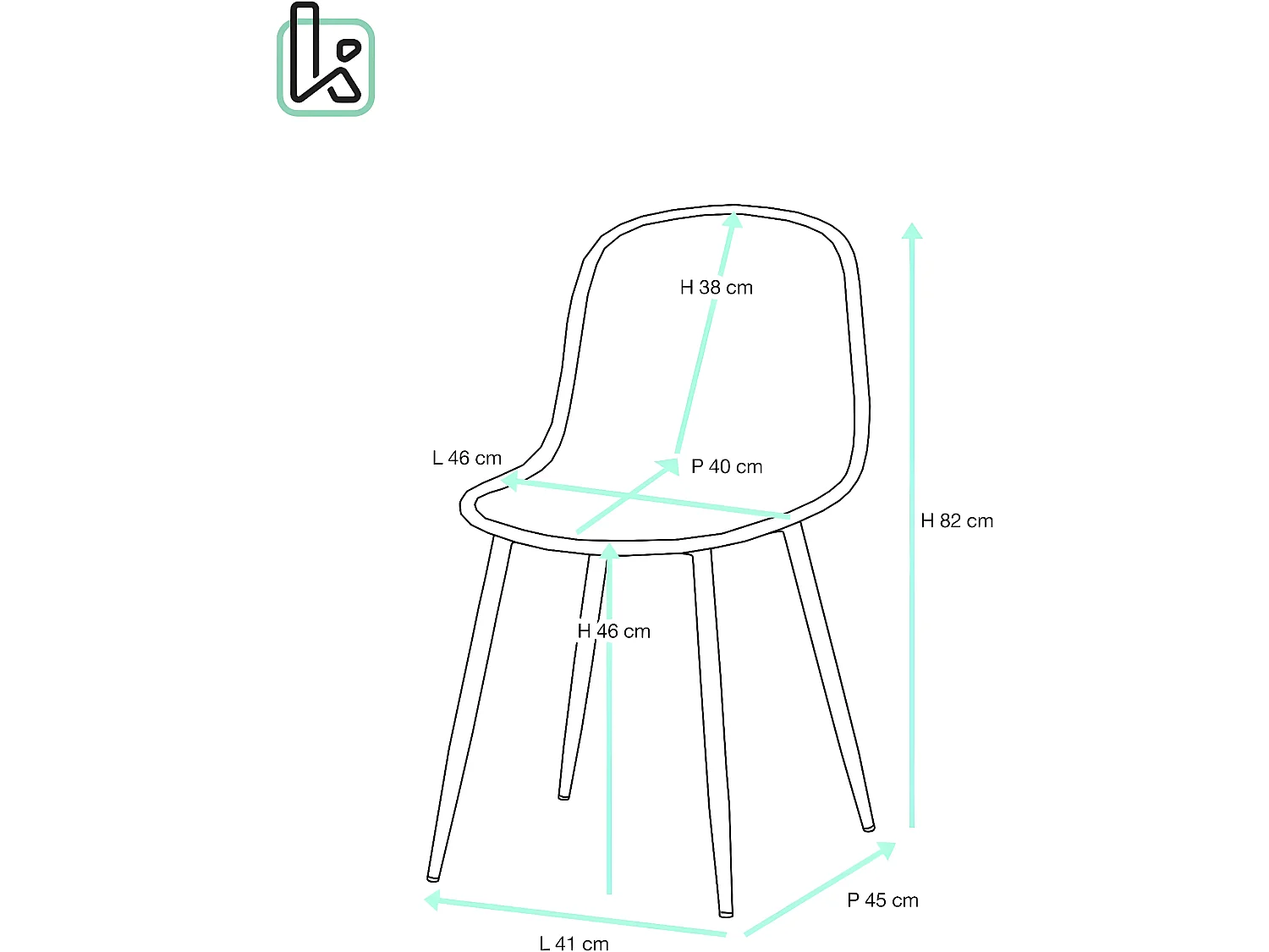 Lot 4 chaises de cuisine design siège plastique pieds métal ton bois YENI (gris)
