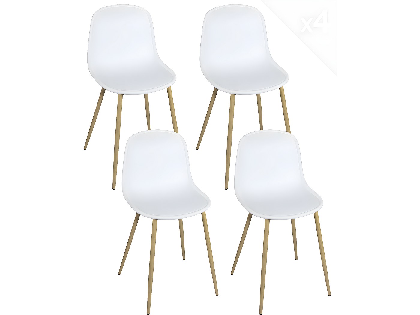 Lot de 4 chaises de cuisine design YENI (blanc)