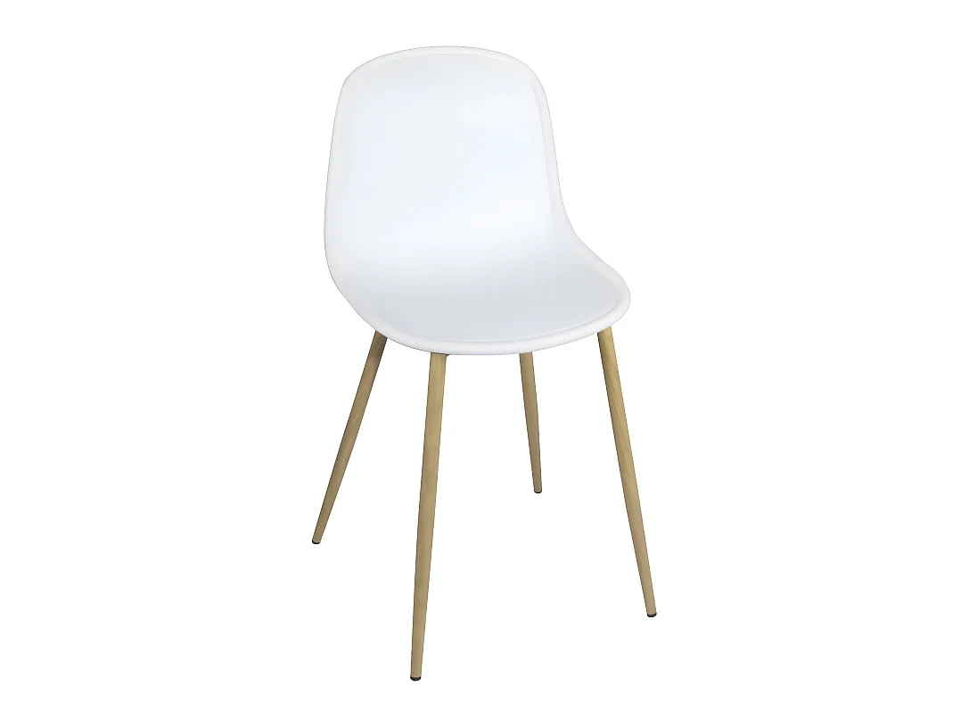 Lot 2 chaises de cuisine design pieds métal ton bois clair YENI (blanc)