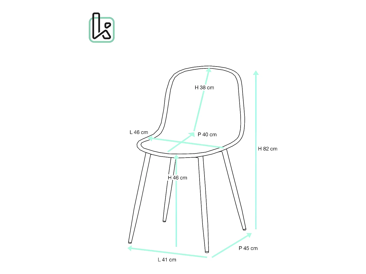 Lot 2 chaises de cuisine design pieds métal ton bois clair YENI (blanc)