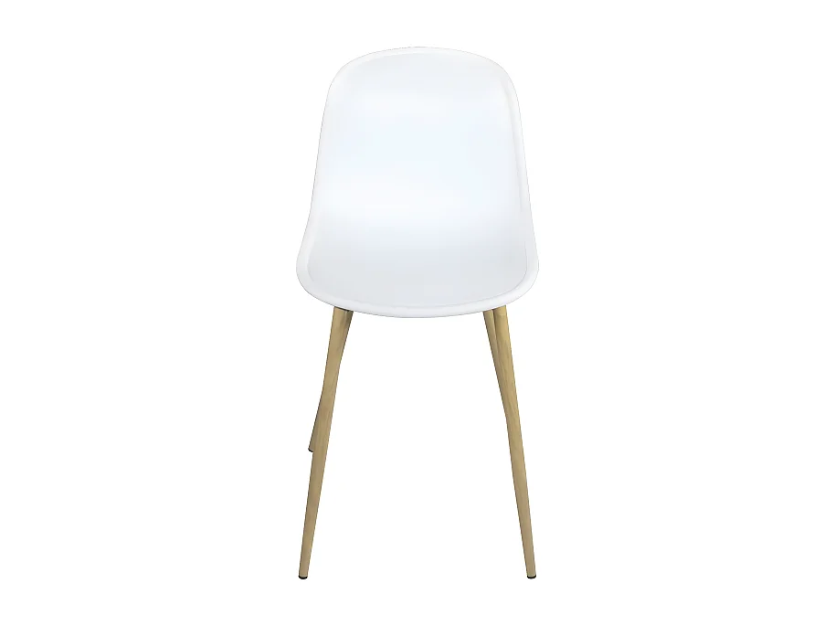Juego de 2 sillas de cocina de diseño escandinavo, patas metálicas de tono madera clara YENI (blanco)