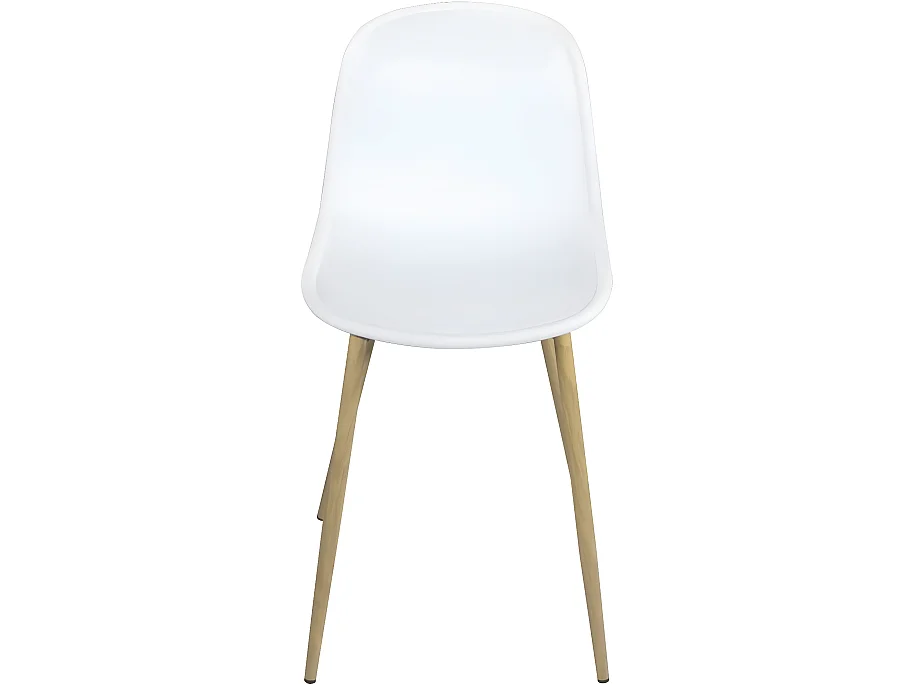 Lot 2 chaises de cuisine design pieds métal ton bois clair YENI (blanc)
